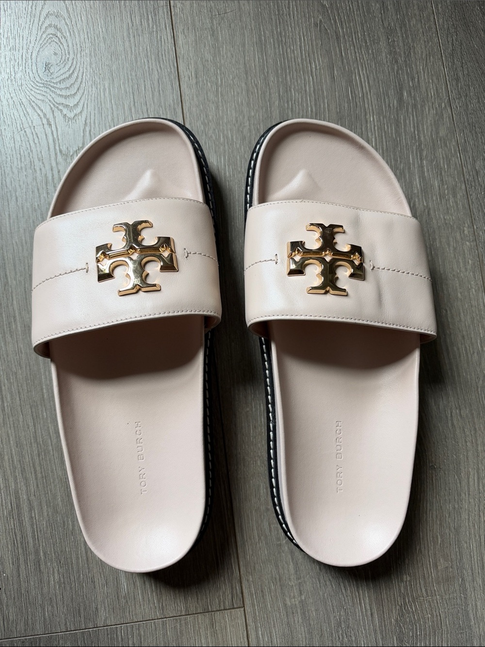 Tory Burch Blush Slide Sandals with Gold Logo